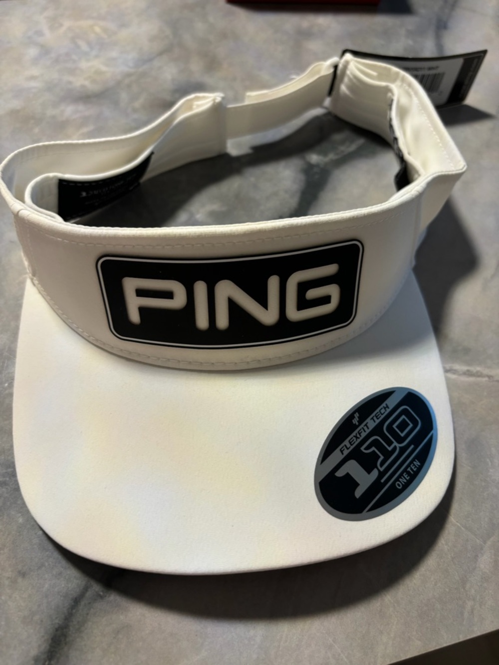 Ping White and Black Golf Visor with Branded Tag